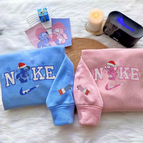 Stitch & Angel – Embroidered Christmas Shirt