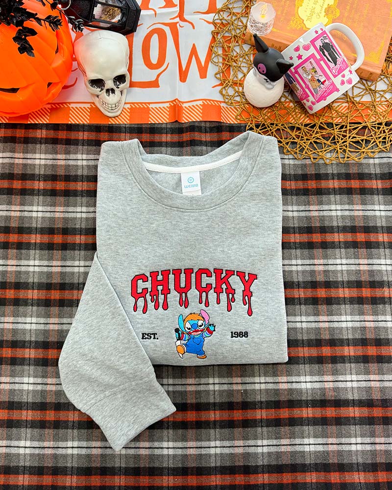 Stitch Halloween Version – Embroidered Sweatshirt/Hoodie/T-shirt Stitch Halloween Version – Embroidered Sweatshirt/Hoodie/T-shirt
