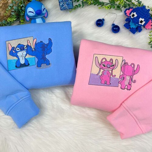 Stitch & Angel – Embroidered Sweatshirt/Hoodie/T-shirt