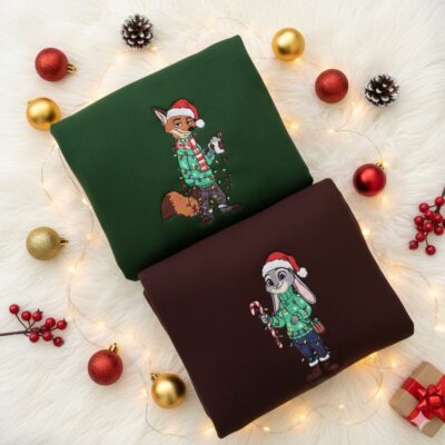 Nick And Judy Embroidered Sweatshirt, Zootopia Embroidered Sweatshirt, Hoodie, T-Shirt