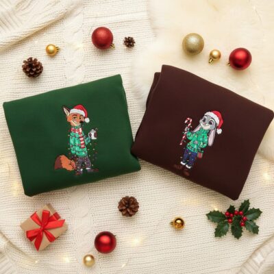 Nick And Judy Embroidered Sweatshirt, Zootopia Embroidered Sweatshirt, Hoodie, T-Shirt