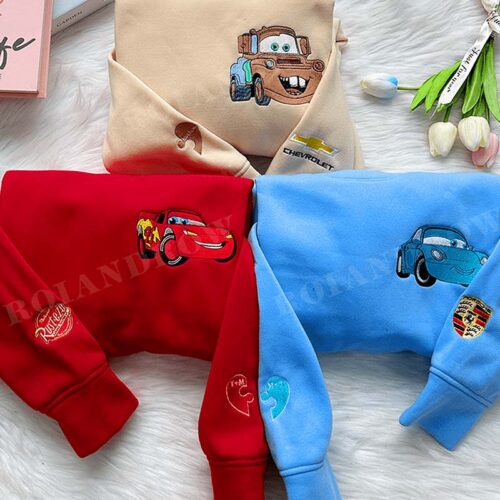 McQueen & Sally & Mater (Ver 3) – Embroidered Sweatshirt/Hoodie/T-shirt