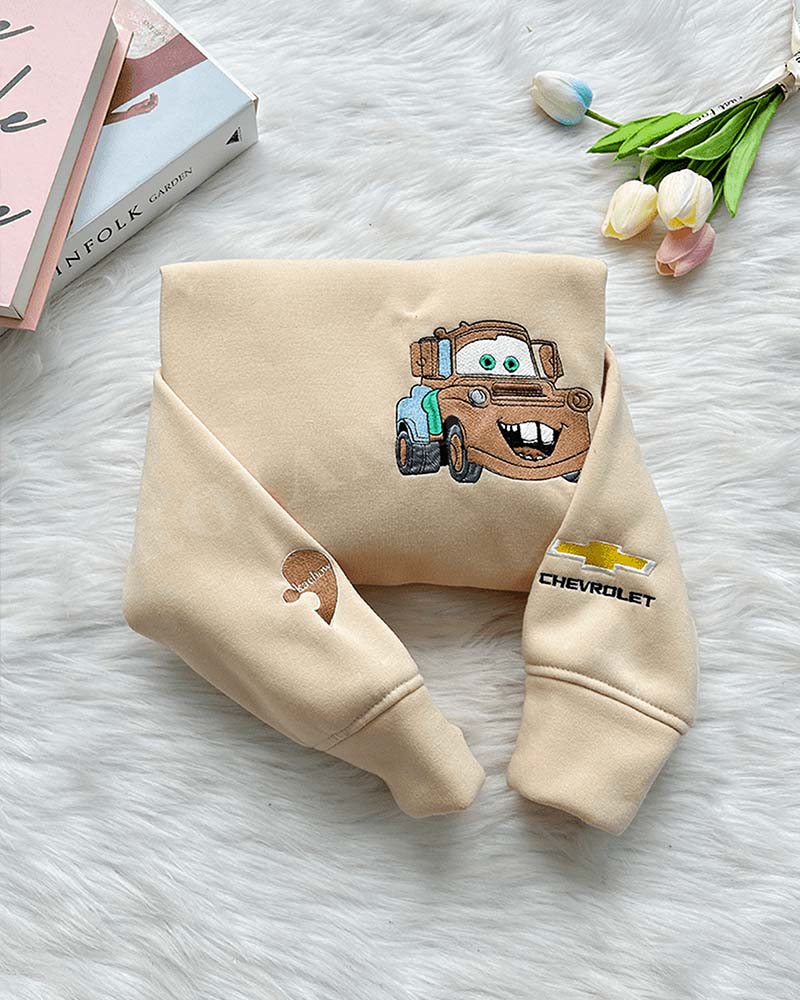 McQueen & Sally & Mater (Ver 3) – Embroidered Sweatshirt/Hoodie/T-shirt McQueen & Sally & Mater (Ver 3) – Embroidered Sweatshirt/Hoodie/T-shirt