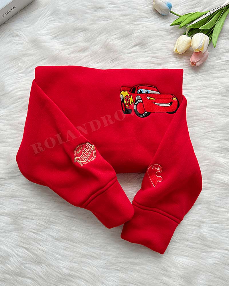 McQueen & Sally & Mater (Ver 3) – Embroidered Sweatshirt/Hoodie/T-shirt McQueen & Sally & Mater (Ver 3) – Embroidered Sweatshirt/Hoodie/T-shirt