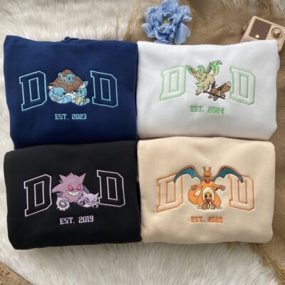 Pokemon Embroidered Sweatshirt, Hoodide, Gift For Dad
