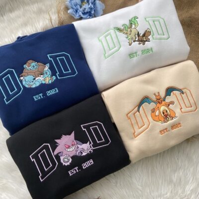 Pokemon Embroidered Sweatshirt, Hoodide, Gift For Dad