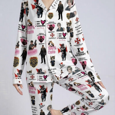 Leon Kennedy Resident Evil Satin Pajamas Set, Resident Evil Leon Kennedy Resident Evil Satin Pajamas Set, Resident Evil