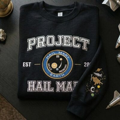 Project Hall Mary Embroidered Sweatshirt, T-Shirt