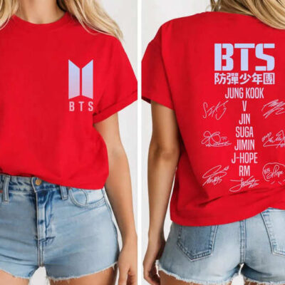 BTS Jungkook V Jin Suga Jimin J-Hope RM 2 Sides T-Shirt BTS Jungkook V Jin Suga Jimin J-Hope RM 2 Sides T-Shirt