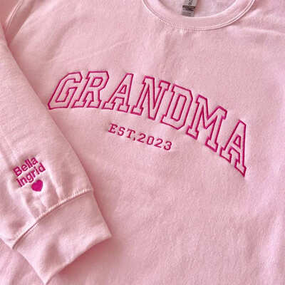Custom GrandMa Embroidered Crewneck Sweatshirt, Happy Mother’s Day Gifts