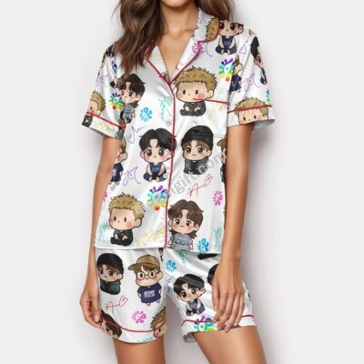 CORTIS Chibi Pajama Set, Kpop World Tour Sleepwear, ARMY Matching Family PJs