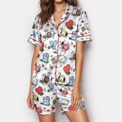 Bangtan BTS BT21 Inspired Pajama Set, Kpop World Tour Sleepwear, ARMY Matching Family PJs