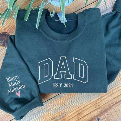Custom Dad Embroidered Crewneck Sweatshirt, Happy Father’s Day Gifts
