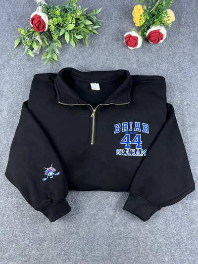 Custom Briar University Embroidered Quarter Zip Sweatshirt, Briar U Quarter Zip Custom Briar University Embroidered Quarter Zip Sweatshirt, Briar U Quarter Zip