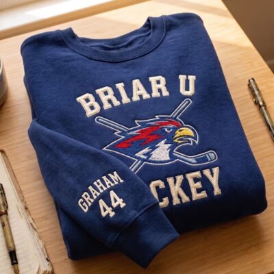 Embroidered Briar U Hockey Crewneck, Off Campus Inspired Sweatshirt Embroidered Briar U Hockey Crewneck, Off Campus Inspired Sweatshirt