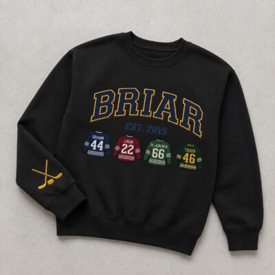 Briar University Hockey Romance Embroidered Sweatshirt, Graham 44 Di Laurentis 66 Crewneck