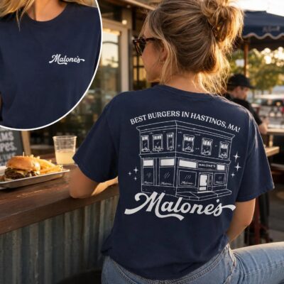 Malone’s Bar Off Campus 2 sided T-Shirt, Briar U Hockey Romance Tee Malone’s Bar Off Campus 2 sided T-Shirt, Briar U Hockey Romance Tee