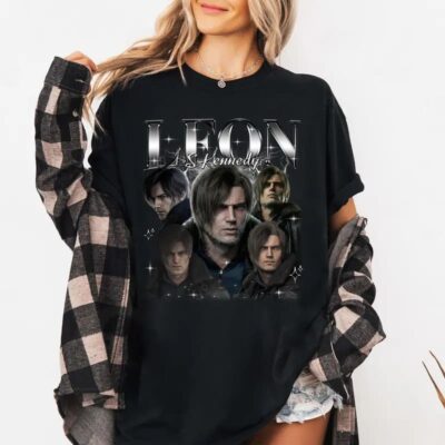 Custom Text Color Leon Kennedy T-shirt, Resident Evil