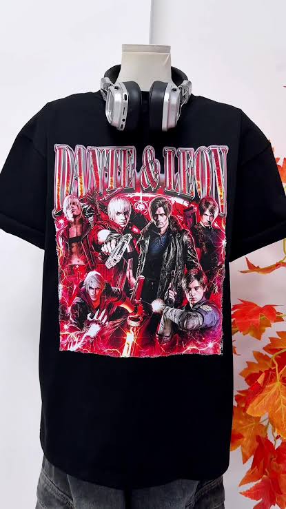 Dante And Leon Vinatage T-Shirt, Resident Evil & Devil May Cry Dante And Leon Vinatage T-Shirt, Resident Evil & Devil May Cry