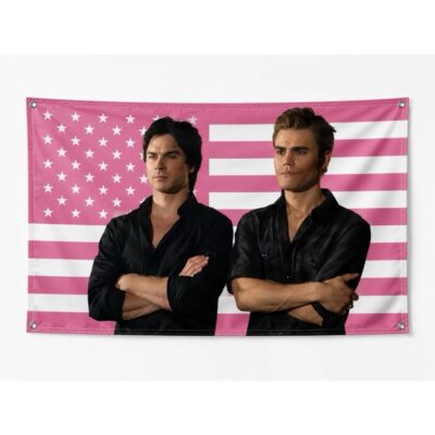 Damon & Stefan American Pink Flag