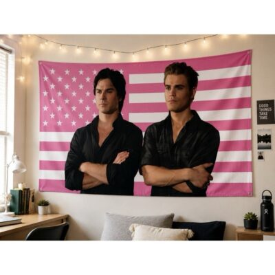 Damon & Stefan American Pink Flag